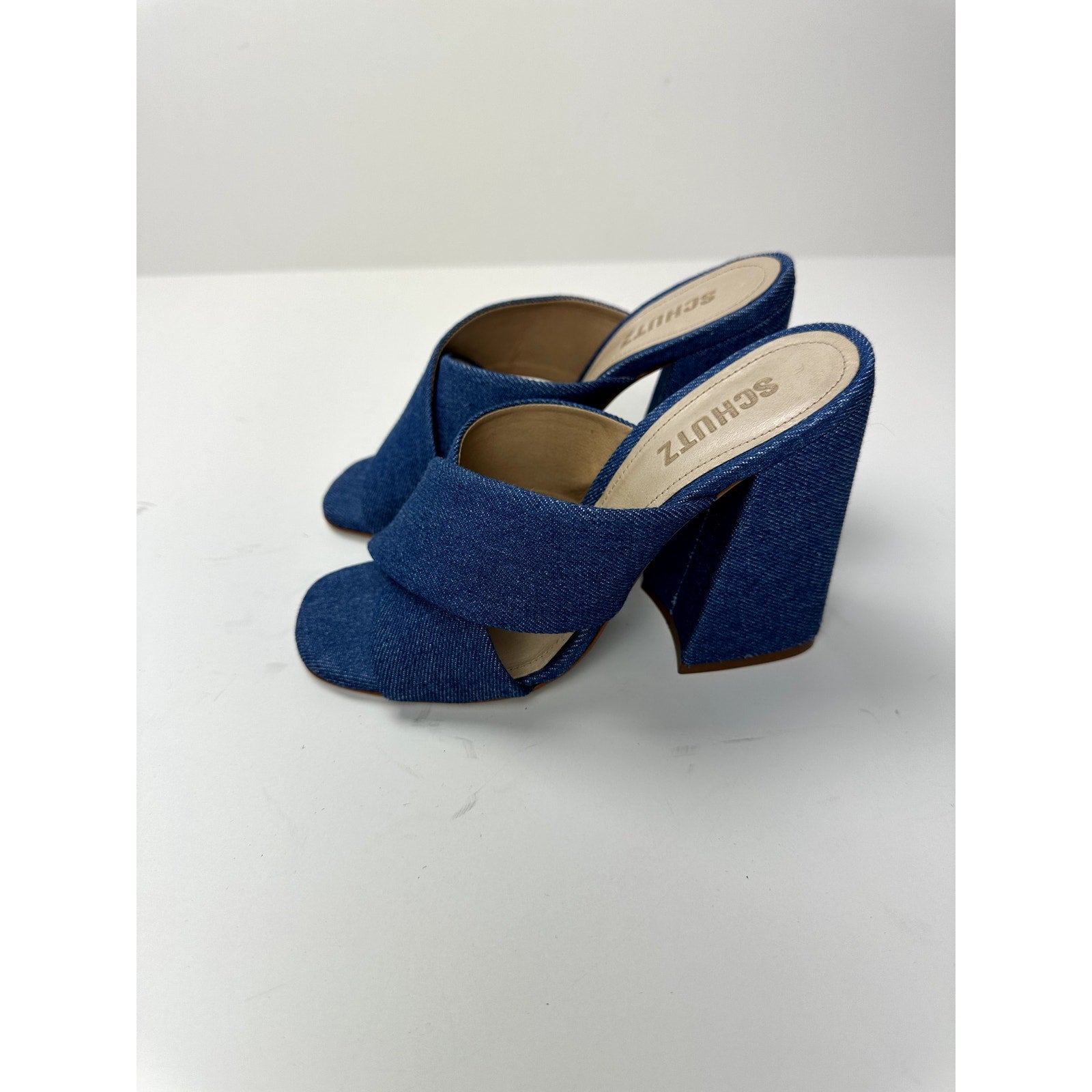 Schutz Denim Chunky Heels