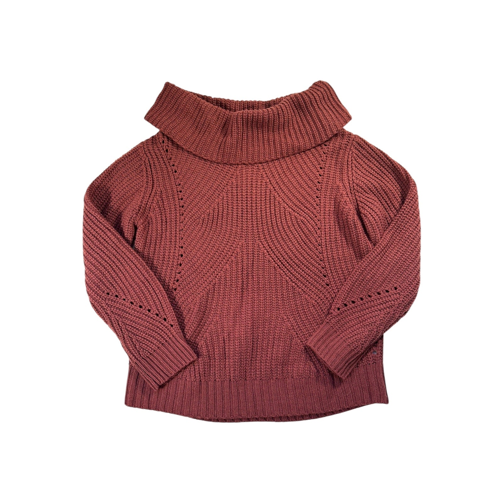 Burgundy Turtle Neck Crochet Sweater