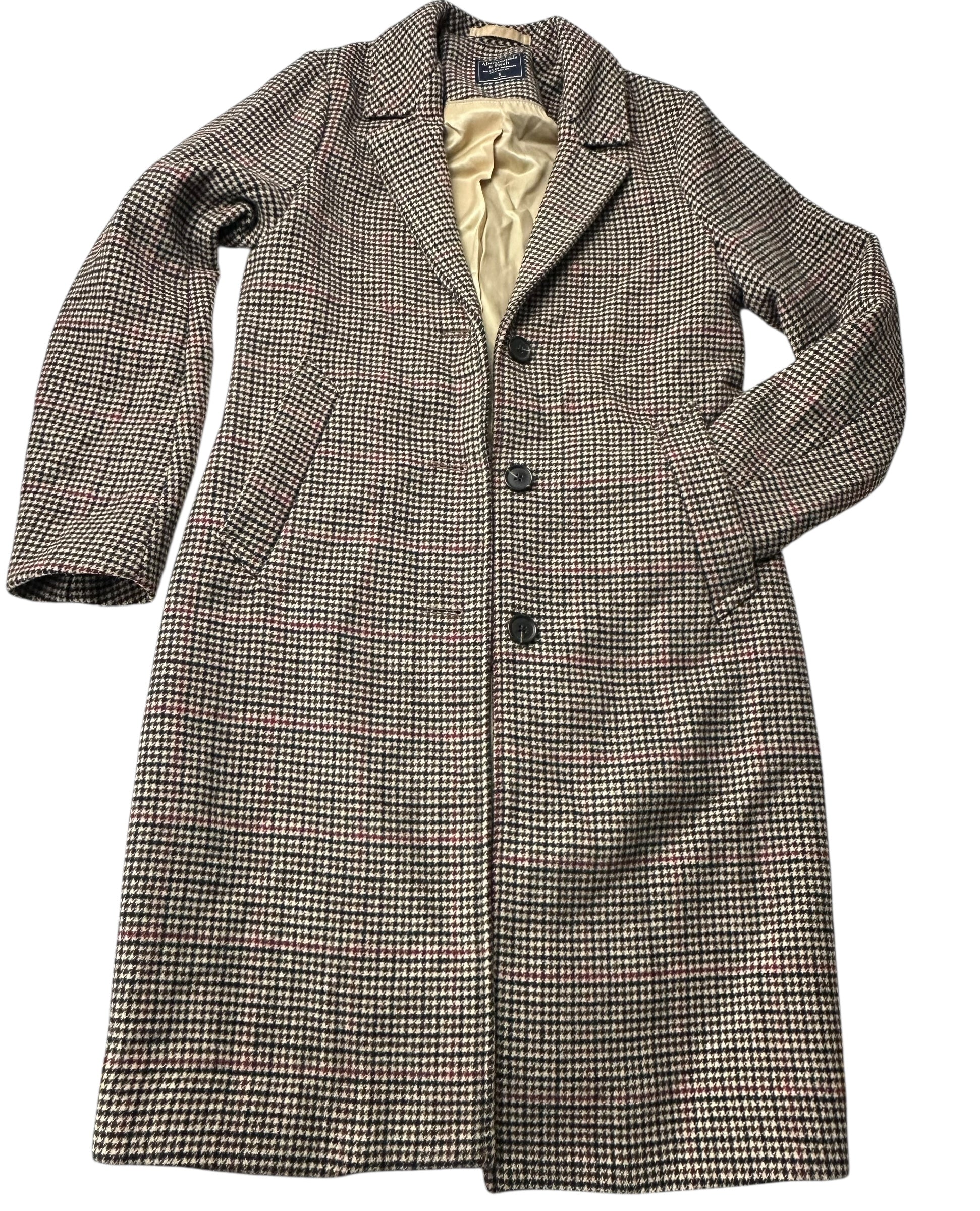 Abercrombie & Fitch Dad Over Coat Women’s Large Houndstooth Wool Blend