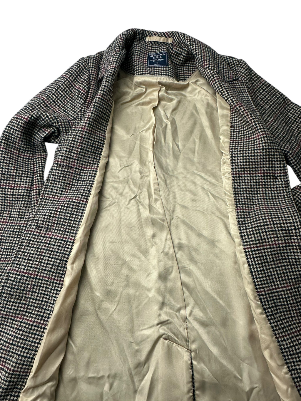 Abercrombie & Fitch Dad Over Coat Women’s Large Houndstooth Wool Blend