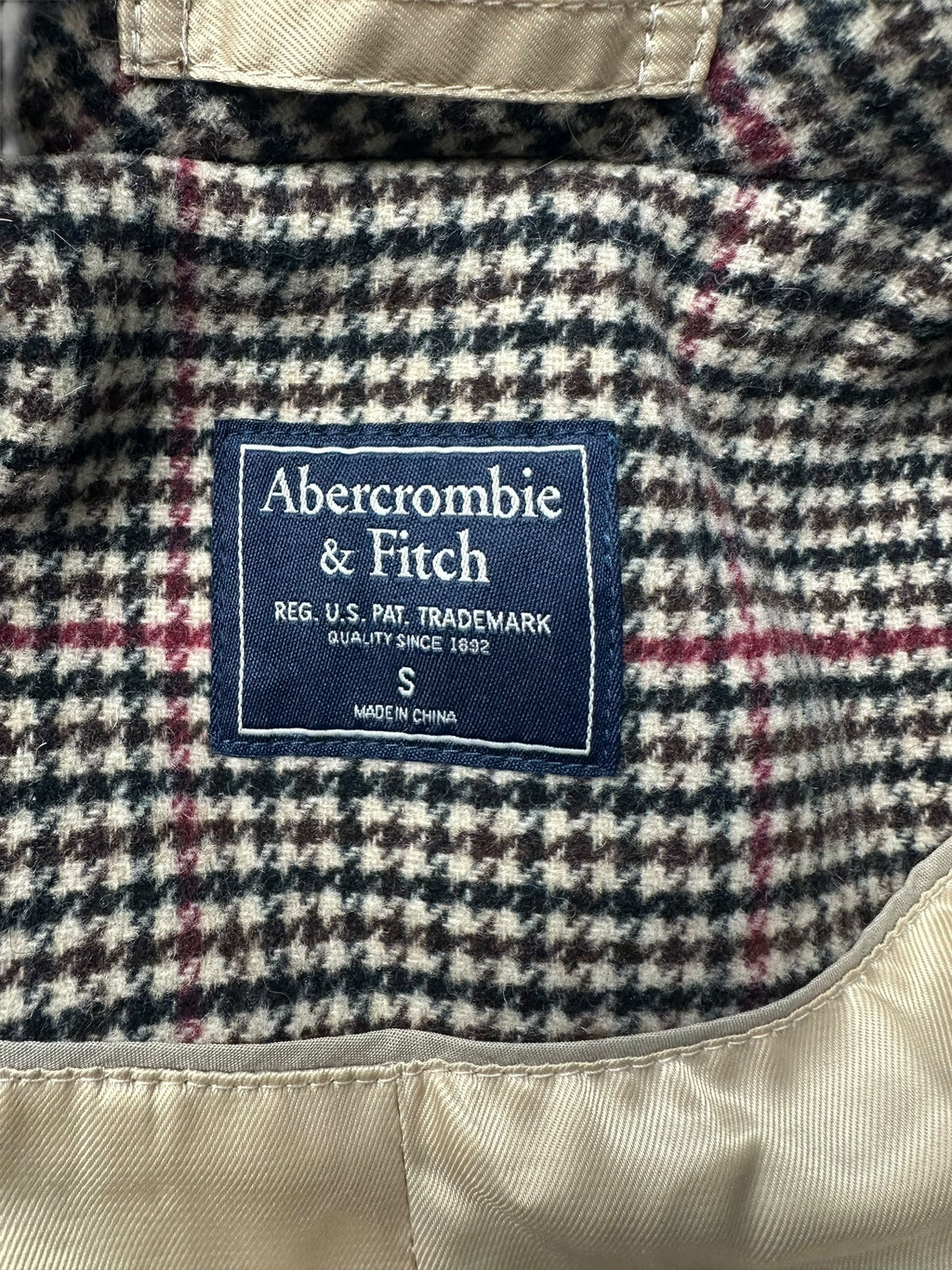 Abercrombie & Fitch Dad Over Coat Women’s Large Houndstooth Wool Blend