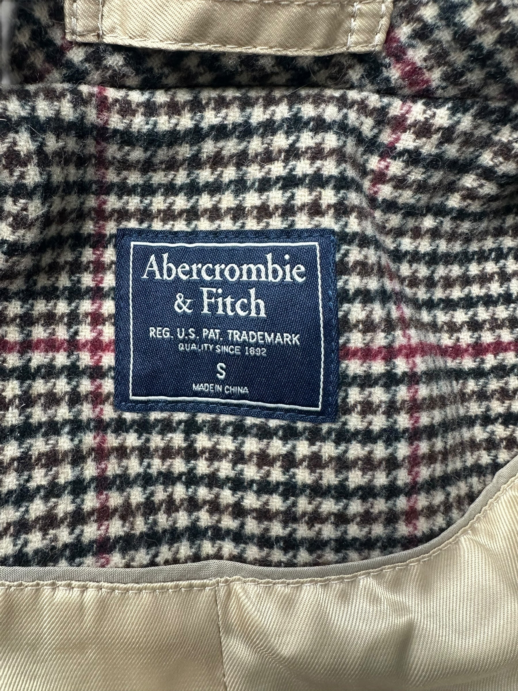 Abercrombie & Fitch Dad Over Coat Women’s Large Houndstooth Wool Blend