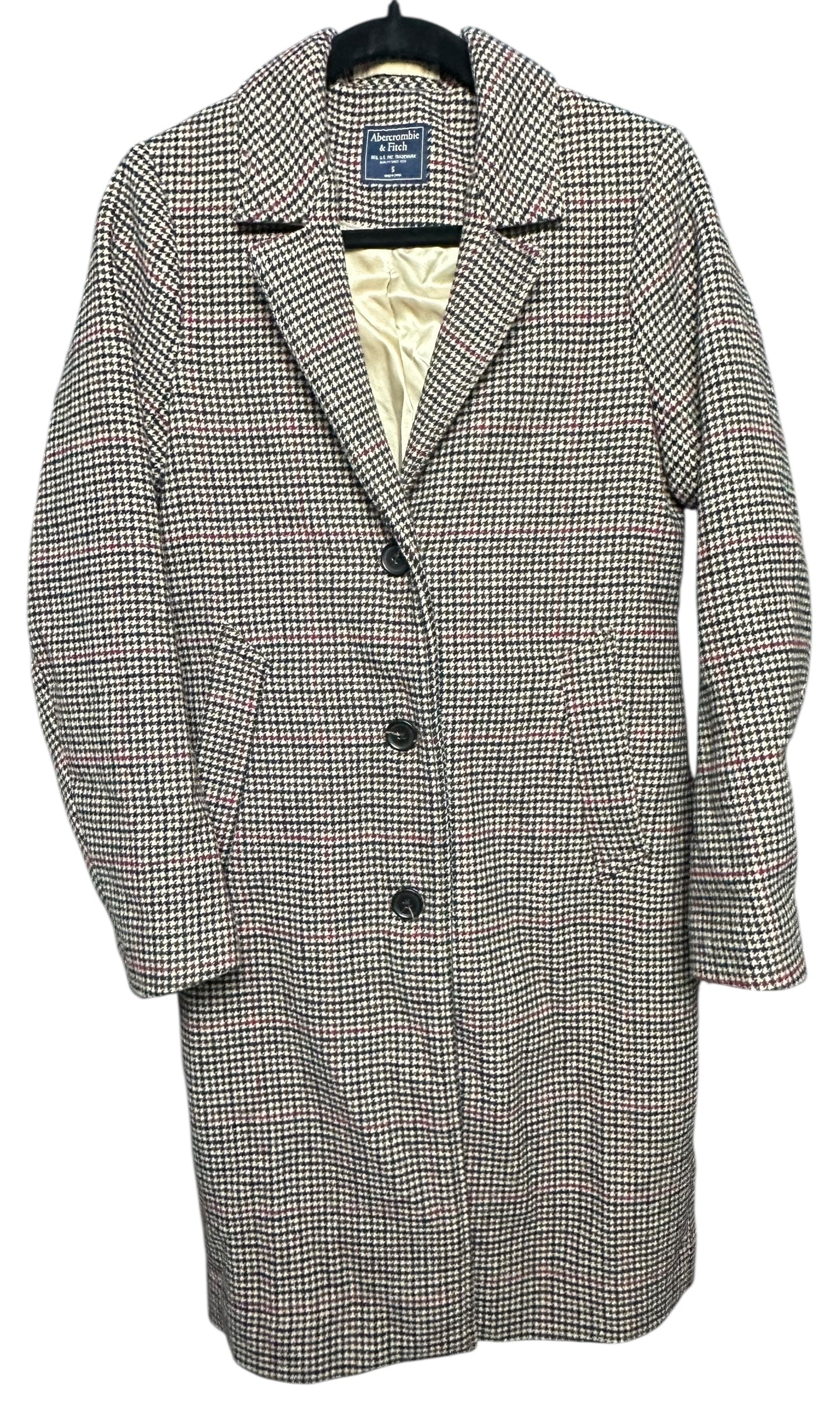 Abercrombie & Fitch Dad Over Coat Women’s Large Houndstooth Wool Blend