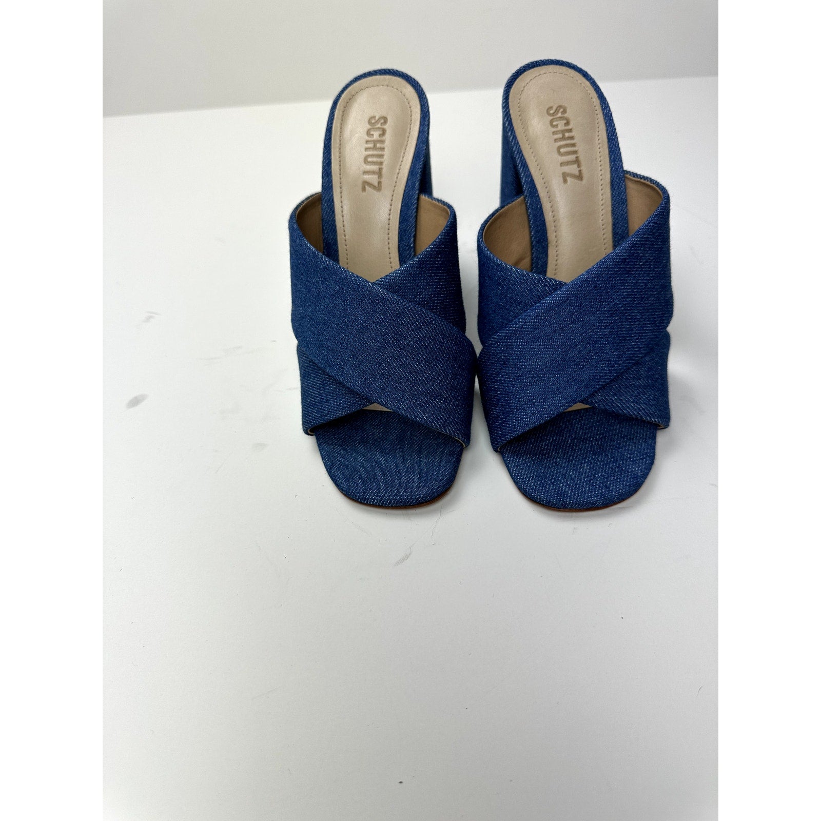 Schutz Denim Chunky Heels