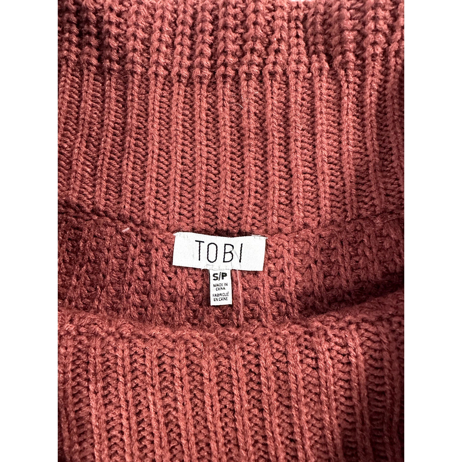 Burgundy Turtle Neck Crochet Sweater