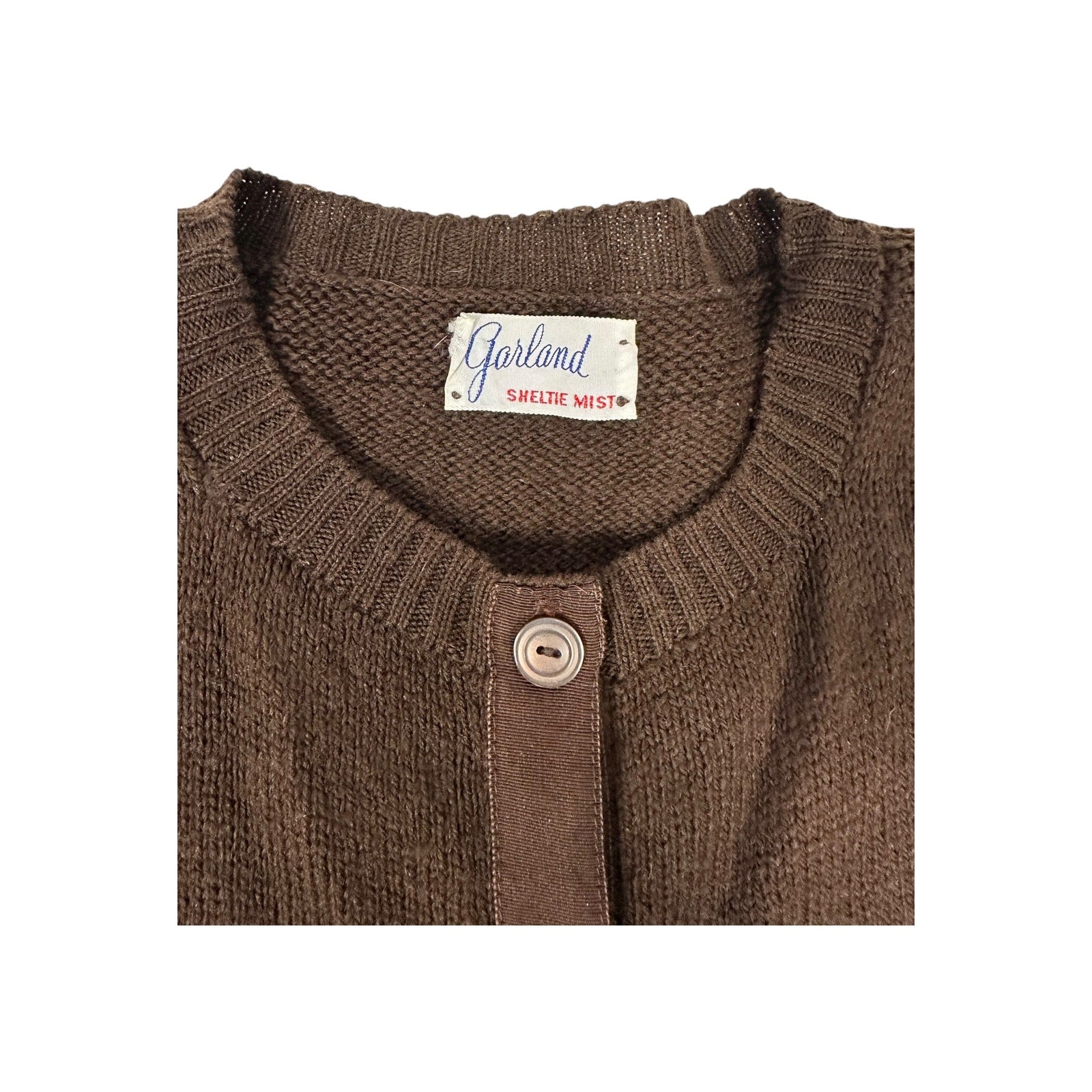 1960 Vintage Garldnd Shelite Mist Brown Cardigan Sweater
