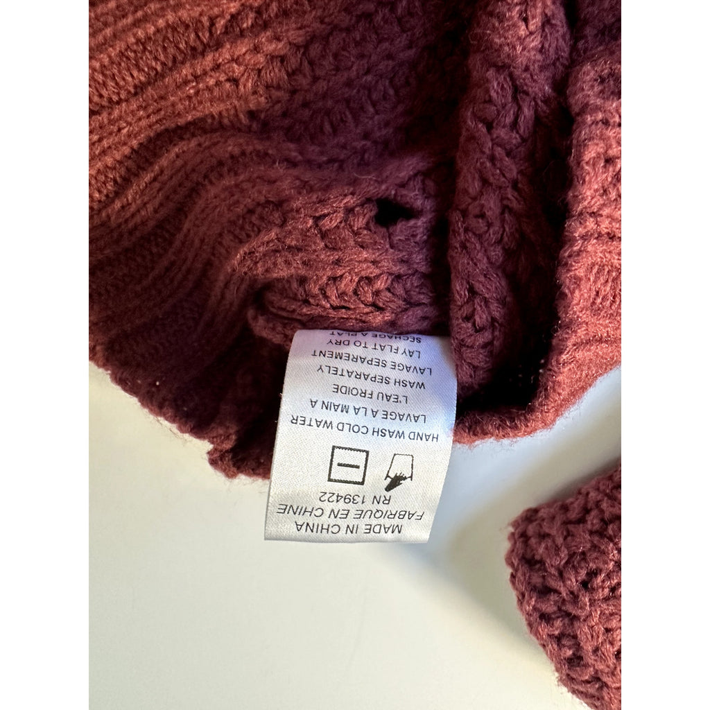 Burgundy Turtle Neck Crochet Sweater